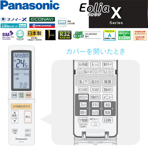 CS-282DX2-Cの室外機・リモコン・パネル