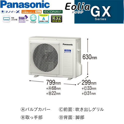 CS-632DGX2-Wの室外機・リモコン・パネル