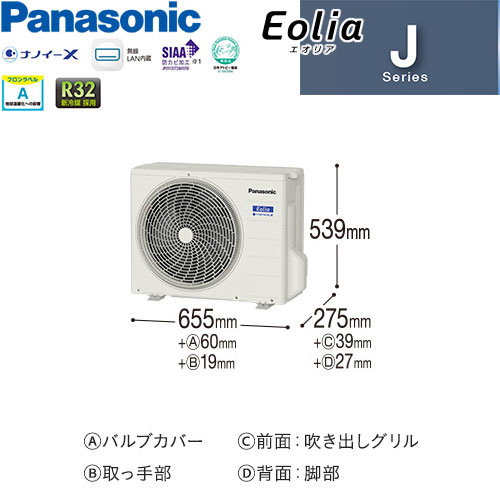 CS-252DJ-Wの室外機・リモコン・パネル