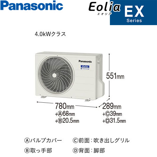 CS-403DEX2-Wの室外機・リモコン・パネル