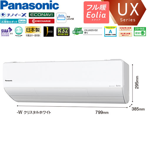 CS-UX401D2-Wの室外機・リモコン・パネル