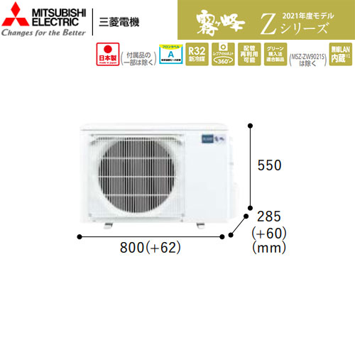 MSZ-ZXV3621-Tの室外機・リモコン・パネル