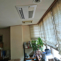 東京都文京区の一戸建てにて天井埋込形エアコン1方向の入替え【ハウジングエアコン】