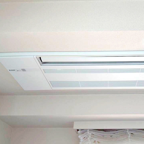東京都新宿区のマンションにて三菱電機製天井埋込形1方向エアコンの入替え工事【ハウジングエアコン】